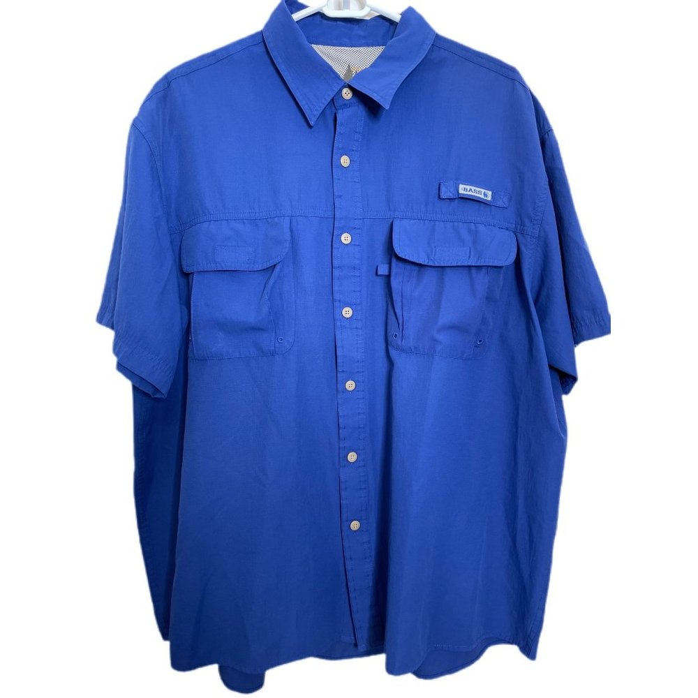 GH Bass Vented Outdoor Men’s Short Sleeve Shirt Royal Blue Size XL